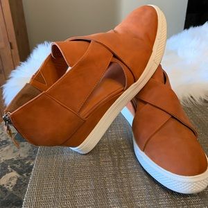 Burnt Orange Wedge Sneakers